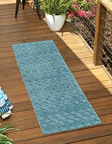 Unique Loom Outdoor Trellis Textured Collection Area Rug - Osage (2' x 6' 1" Ru…