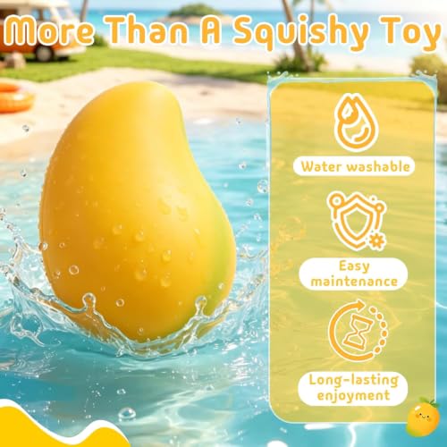 ORCHID M® Gold Mango Squishy, Fast Rebound Fidget Stress Relief Realistic Fruit Squeeze Toy, Anxiety Sensory Stress Squishy Hand Toys, Calming Adults Fidget Toys