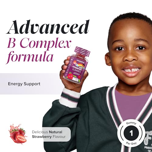 Kids Vitamin B12 Gummies - Vitamin B Complex - with B1, B2, B6, Biotin, Folic Acid - Energy & Metabolism Support - Alternative to Vitamin B12 Tablets - 30 Gummies - Vegan - Novomins
