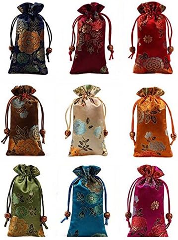 Lilith li 9Pcs/set Jewelry Pouch Double layer Drawstring Purse Gift Candy Bag