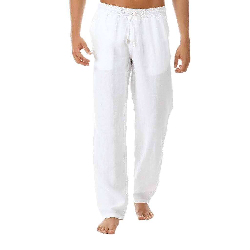 Amazon.com: Mens Plain Straight Pants - Men Casual Linen ...