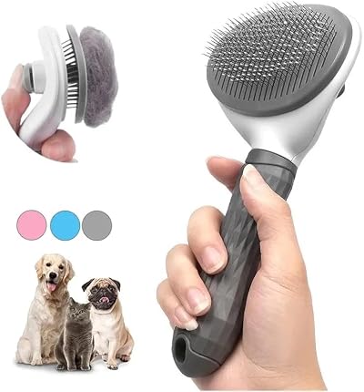 THE ONE Self-Cleaning Dog and Cat Slicker Brush Grey