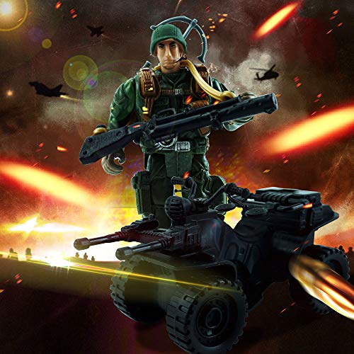 CORPER TOYS Army Men Military Soldier Toy Kit Mini Action Figure Playset Armored Car with Assorted Accessories Gifts for Kids Boys Girls Children - Thumbnail 5
