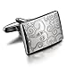 INBLUE Men's 2 PCS Rhodium Plated Cufflinks Silver Tone Pattern Wheel Shirt Wedding Business 1 Pair Set