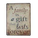6x8 Inches Wall Art Picture Wall Decor Hanging Metal Tin Sign Plaque (A FAMILY IS A GIFT THAT LASTS FOREVER)