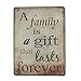 6x8 Inches Wall Art Picture Wall Decor Hanging Metal Tin Sign Plaque (A FAMILY IS A GIFT THAT LASTS FOREVER)