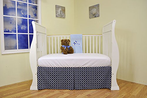 Navy Tailored Crib Bed Skirt Crib Dust Ruffle Cotton 15 inches