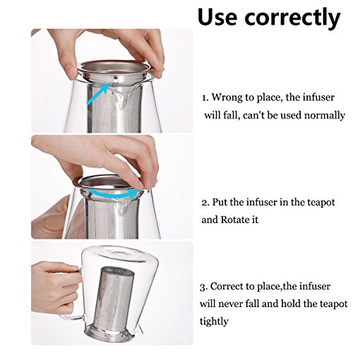 Teocera Glass Tea Pot - High Borosilicate Teapot with 304 Stainless Steel Infuser, Perfect for Loose Leaf Tea, Flower Tea, Tea Bag.
