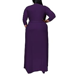 Plus Size Maxi Dress Sexy 3/4 Sleeve V Neck Plus