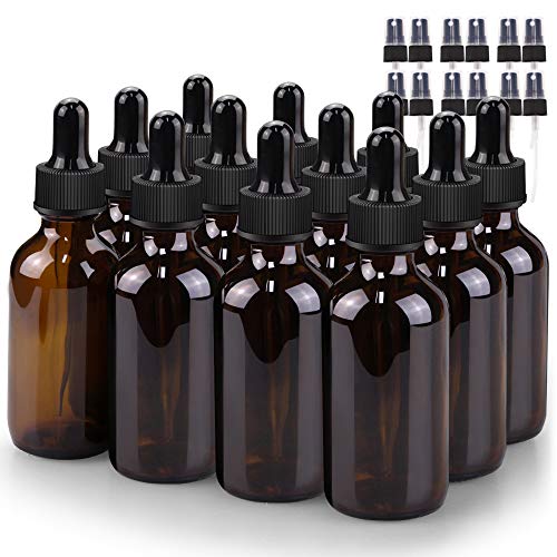 Glass Bottle Set, BonyTek 12 x 2oz Glass Spray Bottle, Amber Glass Eye