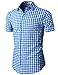 H2H Mens Casual Slim Fit Check patterned Short Sleeve Basic Shirts
