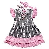 So Sydney Toddler Girls 3 Pc Spring Easter Bunny Ruffle Dress Necklace Headband