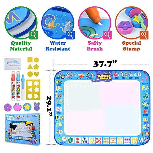 GTurtle-Water-Drawing-Mat-Doodle-Mat-Educational-Learning-Birthday-Toddler-Toys-Gifts-Painting-Writing-Magic-Water-Drawing-Mat-Toys-for-2-6-Year-Old-Girls-Boys-Large-Size-377X-291-in