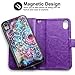 Vofolen Case for iPhone XR Case Wallet Leather PU Flip Cover Folio Detachable Magnetic Slim Shell Dual Layer Heavy Duty Protective Bumper Armor Wristband Card Holder for iPhone XR 10R Flower Mandala