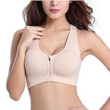 Women's Zip Front Sports Bra Wireless High Impact Active Yoga Sports Bras Flesh L