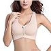 Women's Zip Front Sports Bra Wireless High Impact Active Yoga Sports Bras Flesh L