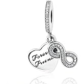 CZVIVIRY love Forever Friends Charm,Friends Forever Heart Dangle Charm 925 Sterling Silver,Fit Woman¡¯s Necklace and Bracelet