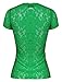 TAM WARE Womens Elegant Short Sleeve Sheer Floral Lace Blouse TWCWD131-GREEN Flash-US L