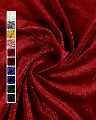 HOTGODEN Stretch Velvet Fabric by The Yard: Red 63