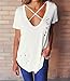 Imily Bela Women's Short Sleeve Cross Front Distressed Tee T Shirt (XX-Large, White)