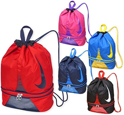 Amazon 子供 ビーチバッグ プールバッグ 男の子 女の子 Nike ナイキ 14l 2ルーム メッシュ切替 ネームタグ付 ピンク シューズ バッグ