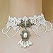 Charm.L Grace Red Rose Flower White Lace Gothic Lolita Beads Pendant Necklace