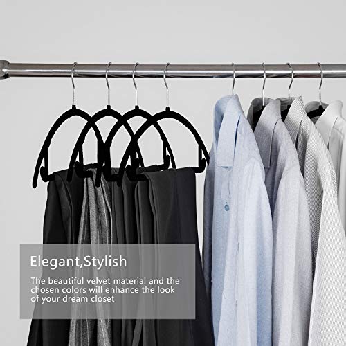 Premium Velvet Hangers - No Shoulder Bumps Suit Hangers with Chrome Hooks,Non Slip Space Saving Clothes Hangers,(Pack of 50) Heavyduty,Rounded Hangers for Sweaters,Coat,Jackets,Pants,Shirts,Dresses - Thumbnail 5