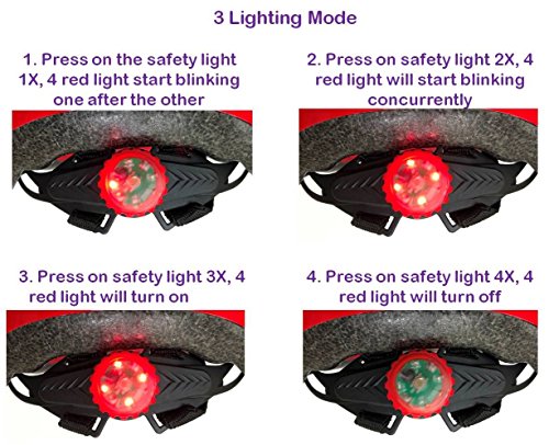 Kids Bike Helmet – Adjustable from Toddler to Youth Size, Ages 3 To 7 - Durable Kid Bicycle Helmets with Fun Racing Design Boys and Girls will LOVE - CSPC Certified for Safety (Black Red With Light) - Thumbnail 4