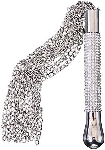 STTQYB Metal Alloy Chain Tassel Short Horse Riding Whip Crop Crystal Handle
