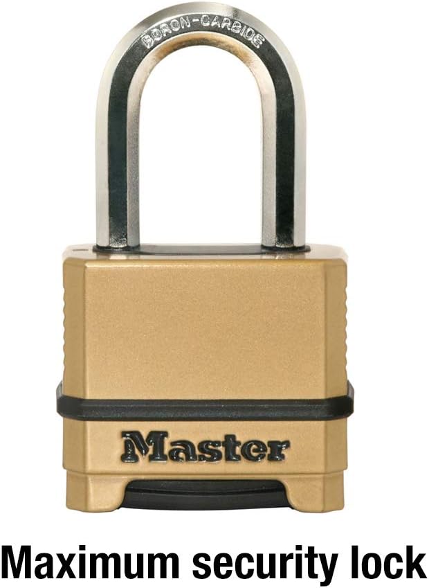 Master Lock M175XDLF Heavy Duty Outdoor Combination Lock, 1-1/2 in. Shackle, Brass Finish - Combination Padlocks - 