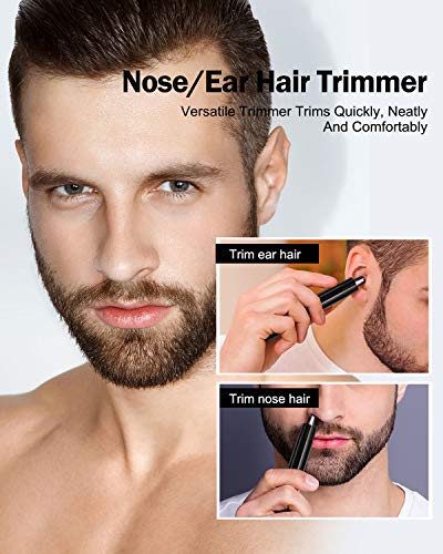 Nose Hair Trimmer for Men & Women, HAMSWAN Upgraded 2019 Version Electric Painless grooming Nostril and Ear Hair Trimmers/Clippers Removal,Mute Motor,Double-Edge Stainless Steel Blades, Battery-Operat