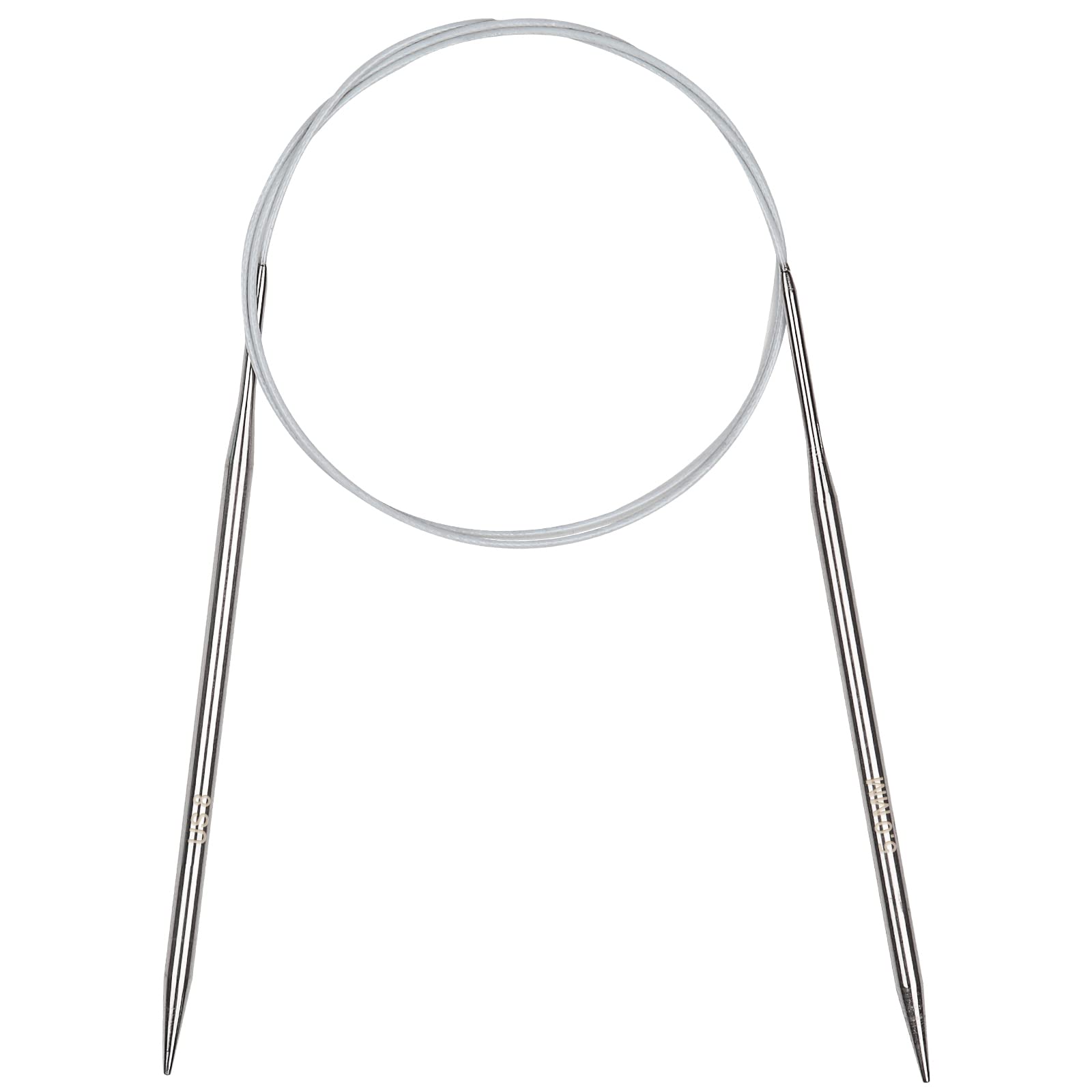 Aeelike 5mm Circular Knitting Needles 100cm, Metal Circular Needles with Flexible Cable, Fixed Stainless Steel Knitting Pins, Long Round Knitting Needles for Blankets Large Projects, Size US 8