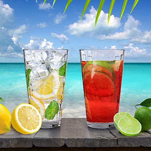 Clear Drinking Glasses Set of 8 | Real Glassware with Heavy Base | 8 Highball Drinkware Tumbler Set For Water, Whiskey, Cocktails | Best Kitchen Gift - Thumbnail 6