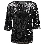 PlayWorld Womens Shimmer Glam Glitter Sequin Embellished Sparkle Tank Top Shirt