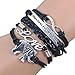 Men Modern Elephant Adjustable Multilayer Lucky Number 8 Bracelet Wristband Christmas Gift Black