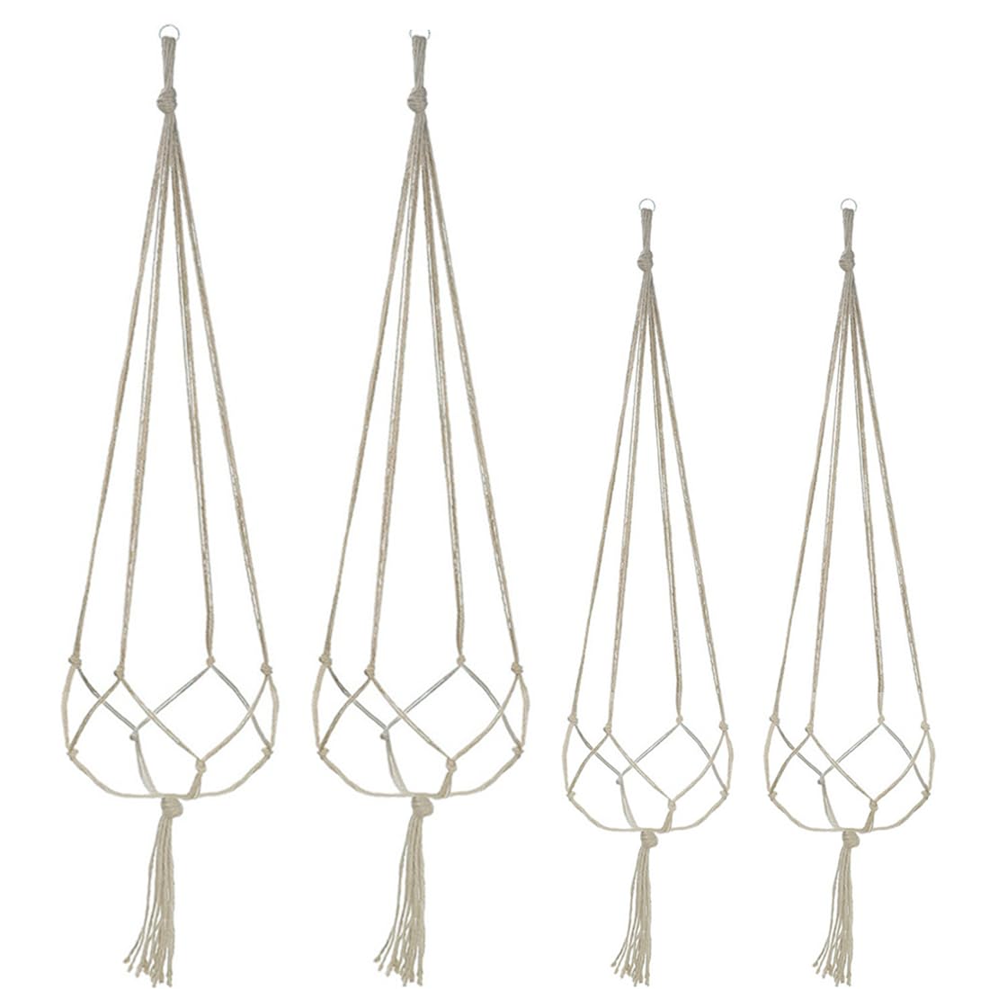 hzbaiyi 4 Pack Hanging Planters Baskets,Cotton Rope Macrame Plant Hanger with 4 Hanging Hooks, Macrame Plant Hangers for Wall Hanging Flower Pot Holder for Indoor Outdoor Balcony Decoration