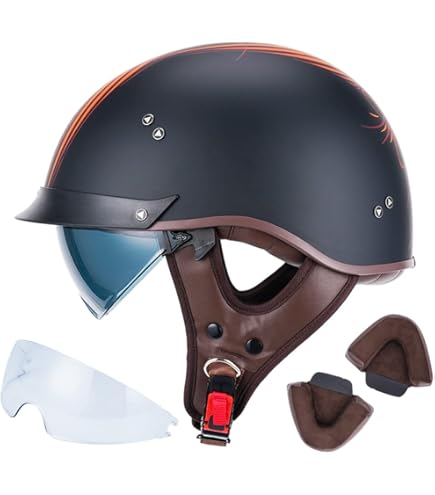 Amazon.com: Ever TA Motorcycle Retro Half Helmet Purple/Pink