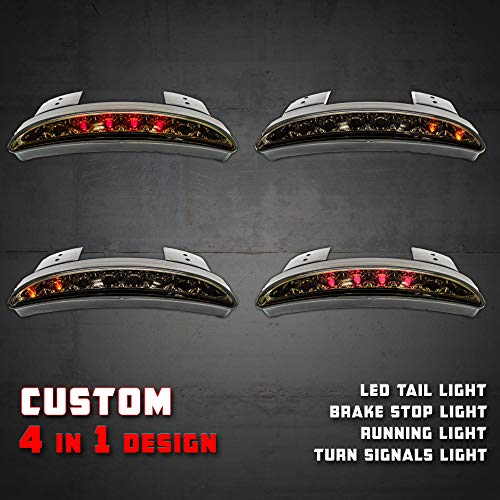 Stark 16-LED Motorcycle Chopped Rear Fender Edge LED Brake License Plate Tail Light Stop Running Light Turn Signal Lamp for Harley Sportster XL883N 1200N XL1200V XL1200X (Smoked Black) - Thumbnail 3