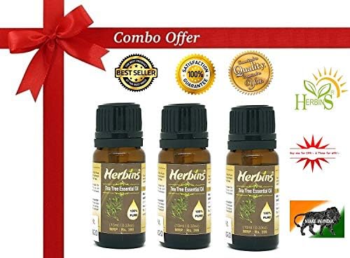 Herbins tea tree oil for skin care hair growth acne 10ml X 3