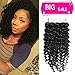 Original Queen 100% Brazilian Unprocessed Virgin Kinky Curly 4x4 Free Part Lace Closure Deep Curly Hair Extensions 14inches Closure