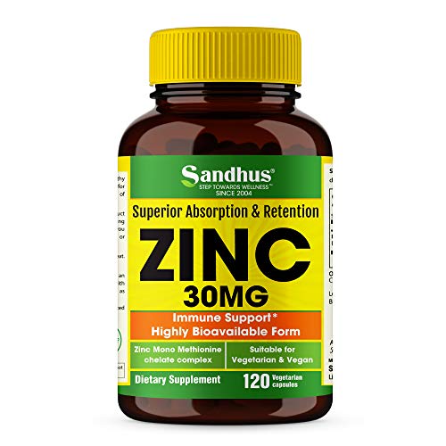 Zinc 30 mg Zinc Methionine Highly Absorbable BioAvailable Antioxidant