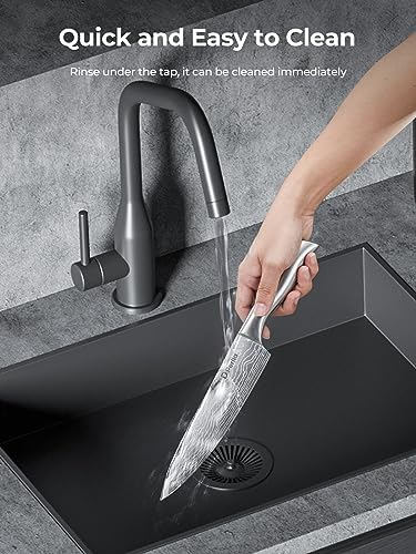 D.Perlla Kitchen Knives, 15 Set Professional Kitchen Knives Set, Stainless Steel Super Sharp Kitchen Knives Set, Knife Block A uto Sharpening