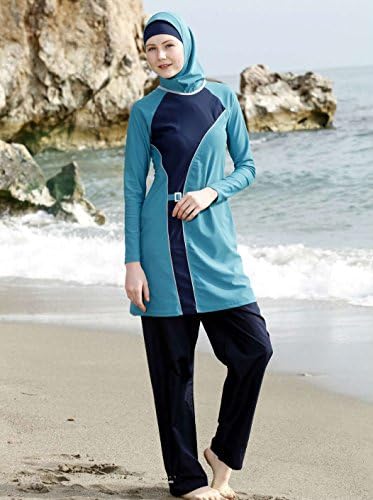 Women boating diving swimming wear covered costume for ladies (Turquoise Blue, Small)