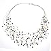 Silk Thread and Black White Cultured Freshwater Pearl Multi Strand Cluster Necklace, 17-19 inches
