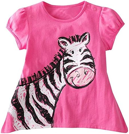Yanzi6 Little Girls' kids Toddler Short Sleeve T-Shirts (5T, Rose-Zebra)