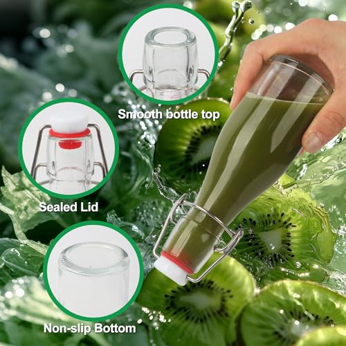 BUCOMTU Pack of 10 Glass Bottles 150 ml with Swing Stopper, Glass Bottles for Filling, for Liquor Bottles, Syrups, Drinks, Cooking Oils, Flavoured Vinegars (Pack of 10 - 150 ml)