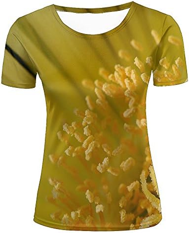 Survivcorner Fun Womens 3D Printed T-Shirts Dreamy Yellow Flowers Graphic Couple Tees Top Short Sleeve S