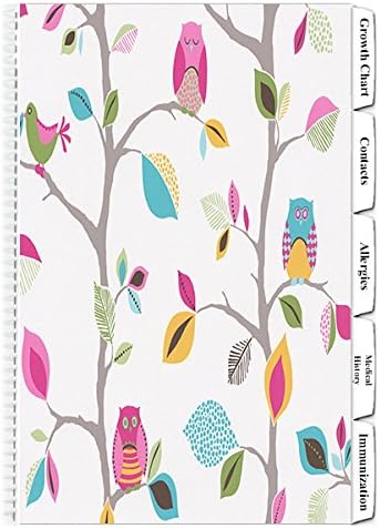 Child Medical Record Organizer and Guide | CDC Immunization Chart | Medical History and Growth Charts | Includes Monthly Calendars (8.5x11 inches, Owls and Trees)