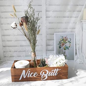 Amugo Farmhouse Bathroom Decor - Nice Butt Bathroom Decor Box - Wooden Bathroom Box, Tiolet Paper Holder, Rustic Home Decor, Funny Bathroom Decor