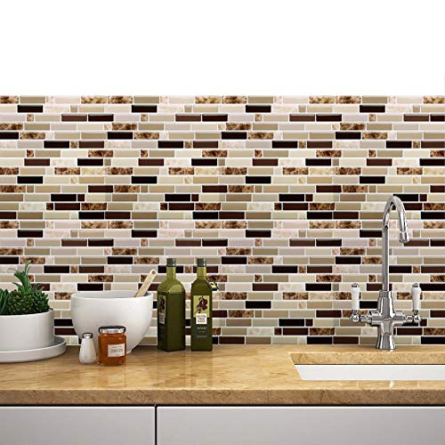 12" x 12" Peel and Stick Self Adhesive Kitchen Backsplash,Stick On Tile Backsplash for Kitchen & Bathroom(10 Sheets)